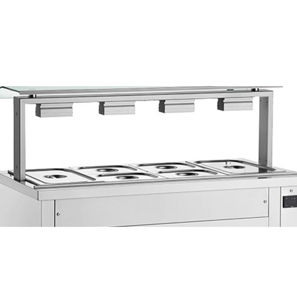 Bain-marie 5 tavi GN 1/1 cu dulap cald si geam simplu, 179 cm - 1