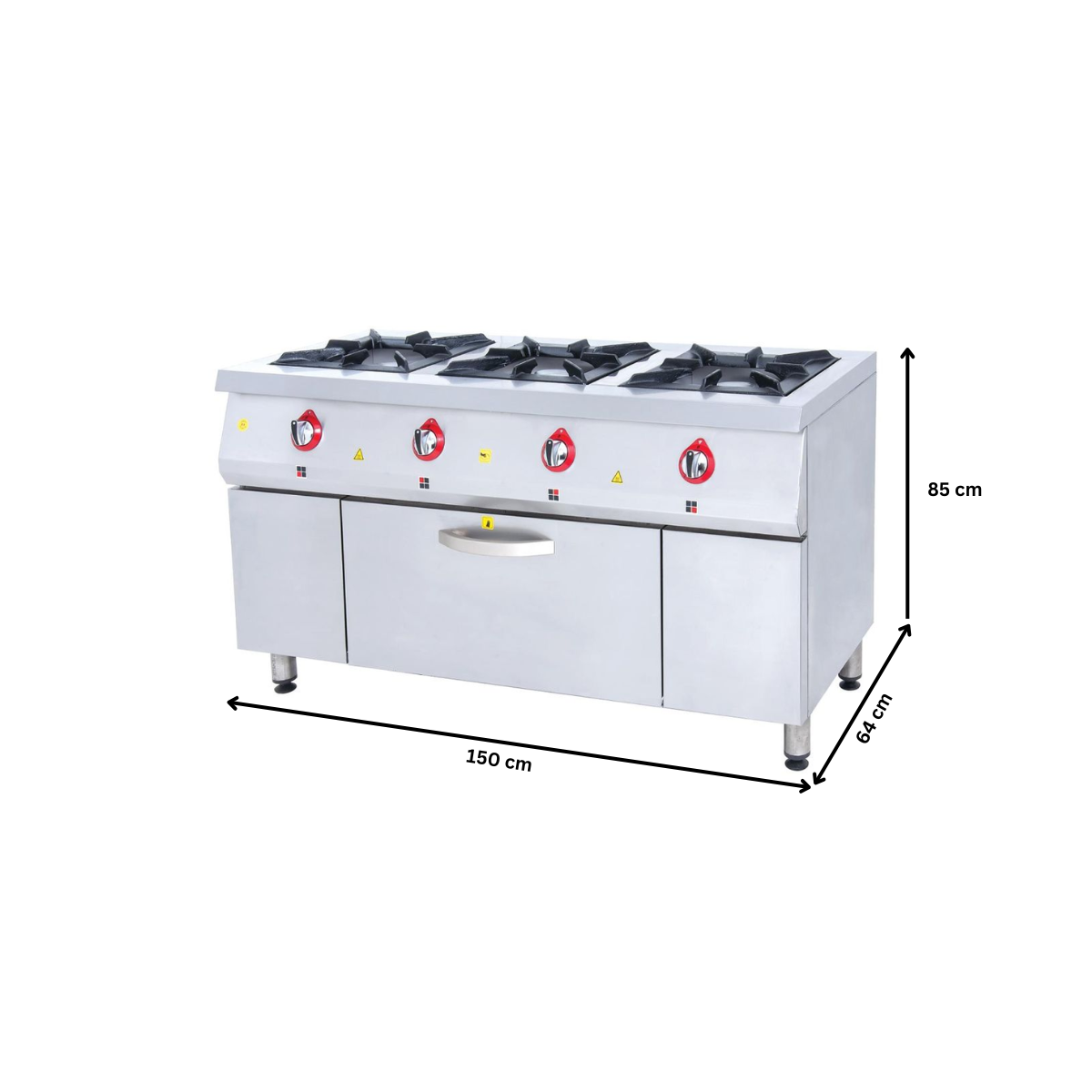 Masina de gatit pe gaz, inox, cu 3 arzatoare si cuptor, 150*64*85 cm - 2