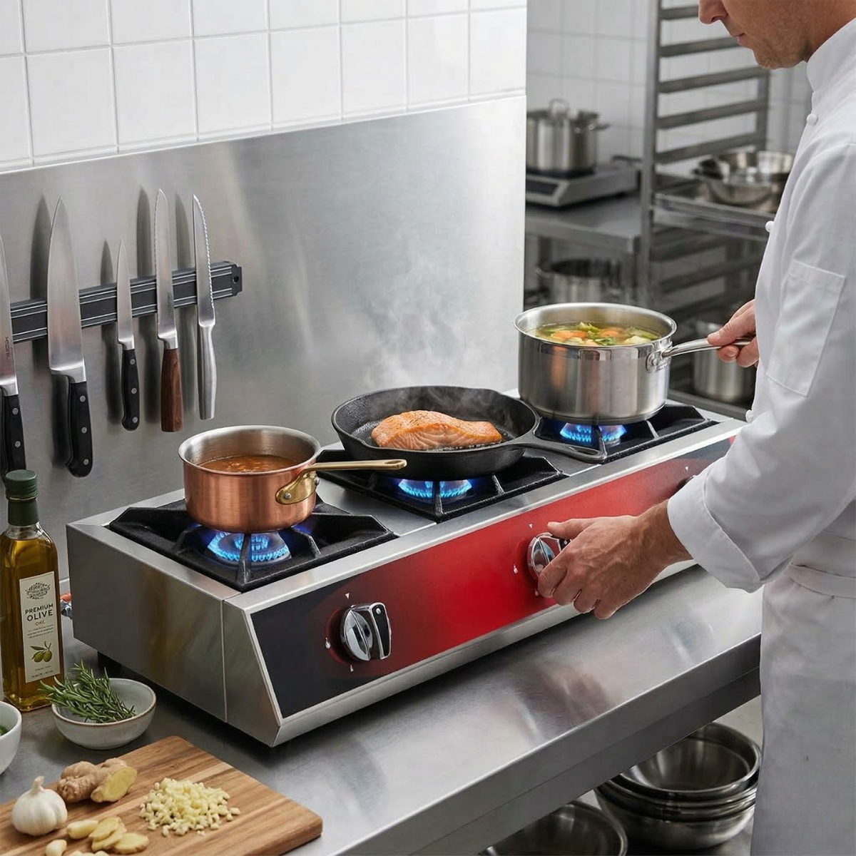 Masina de gatit pe gaz cu 3 arzatoare de banc, 75*30*16 cm - 2