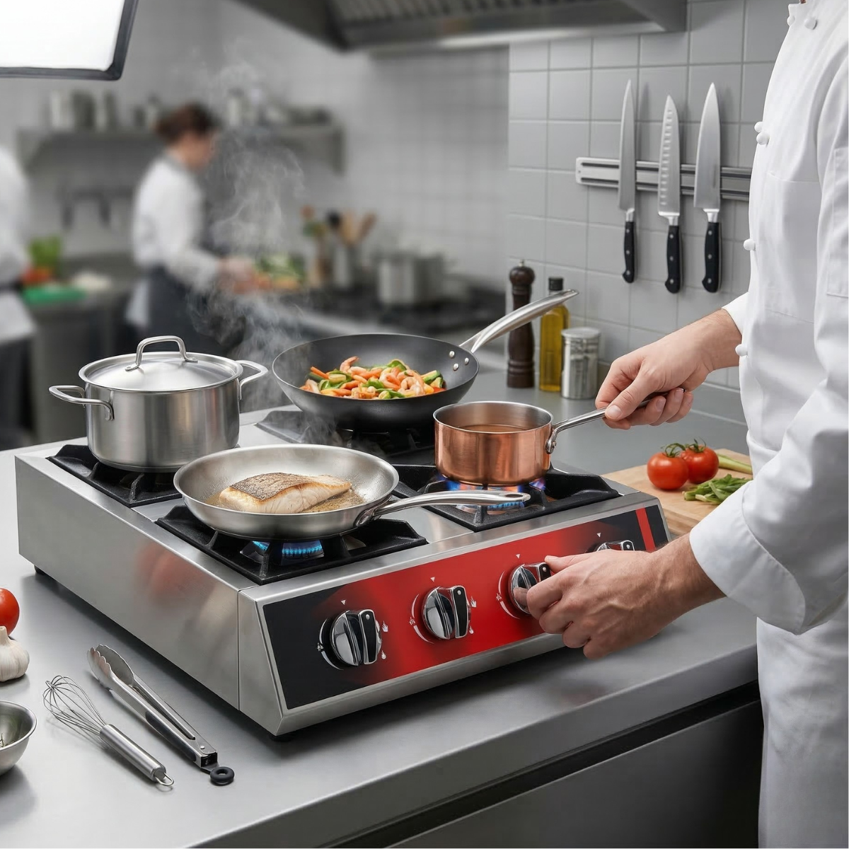 Masina de gatit pe gaz cu 4 arzatoare de banc, 50*55*16 cm - 2