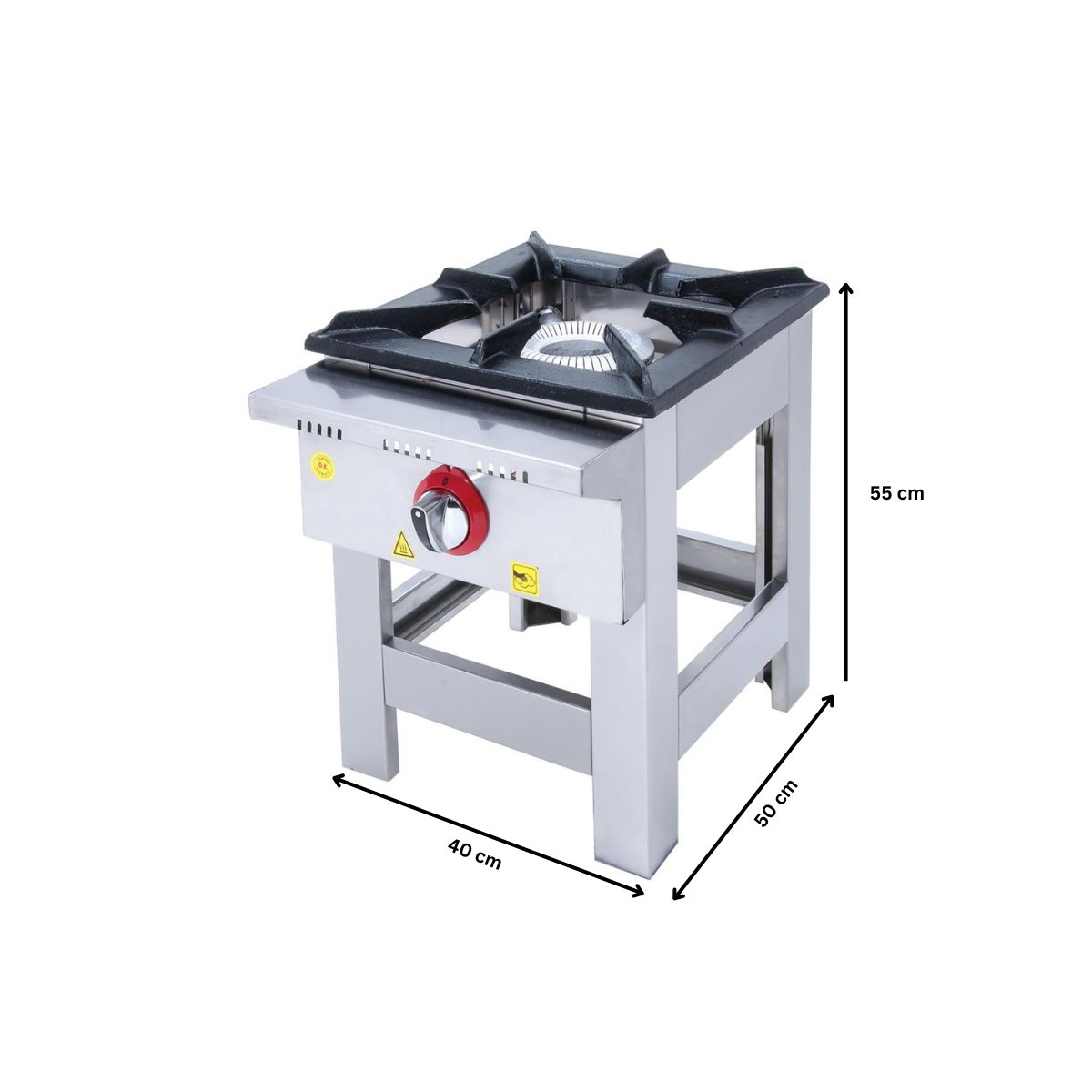 Aragaz de podea profesional, inox, 1 arzator 40*40, 9 kW, 40*50*55 cm - 2