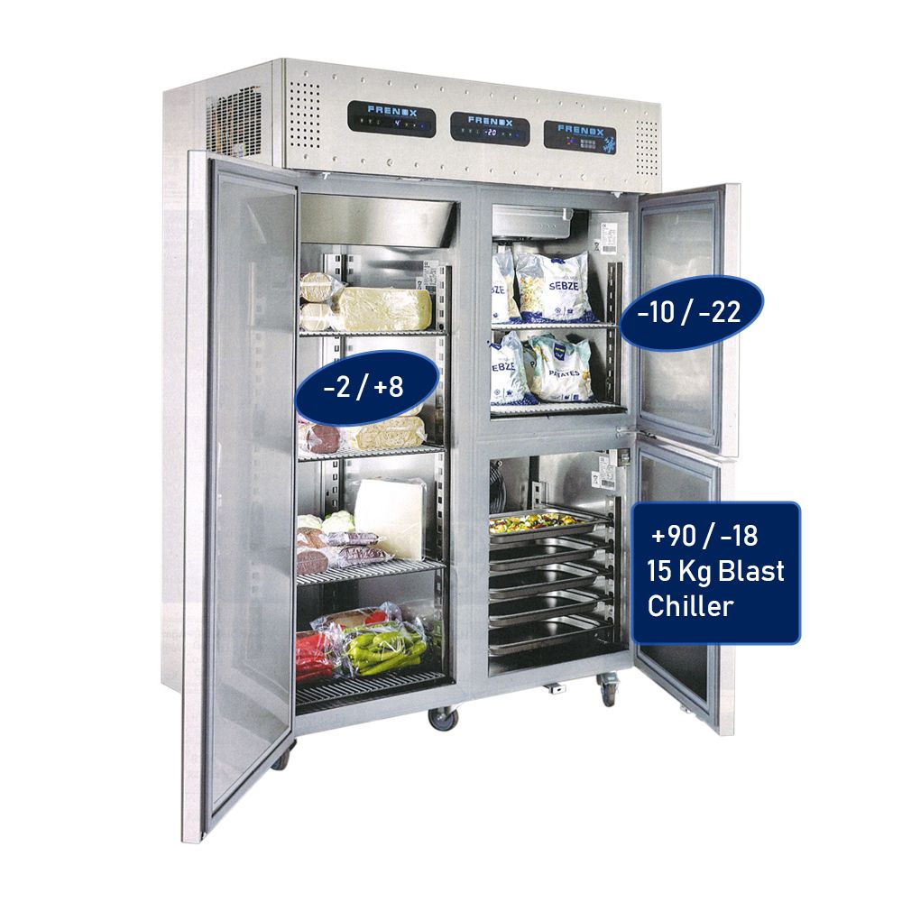 Dulap frigorific/congelator vertical inox, FRENOX dublu compartimentat, 1400 lt - 2
