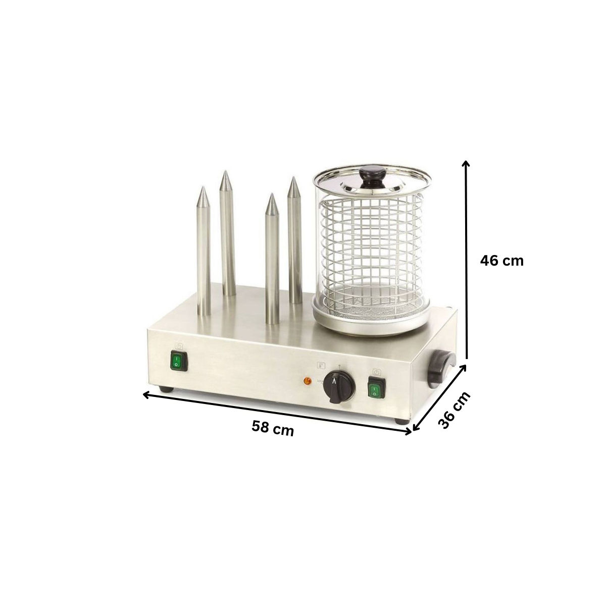 Aparat hot-dog electric, inox, cu 4 tepuse si bol, 58*36*46 cm - 5