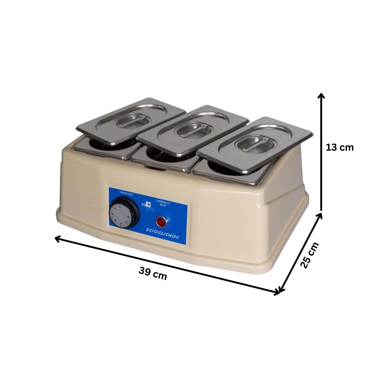 Ciocolatiera, inox, 3 x 0,8 lt, 39*25*13 cm - 1