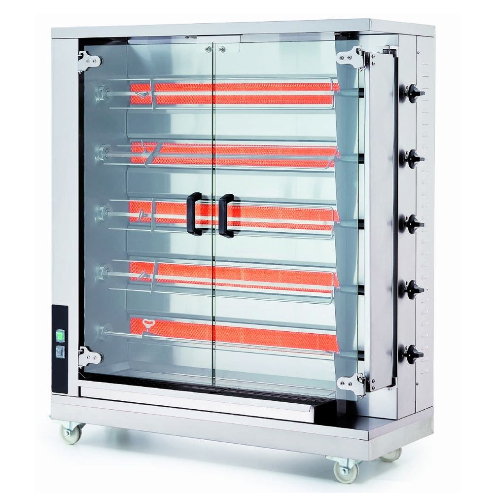 Rotisor profesional pe gaz cu 5 tepuse, 20-25 pui - 0