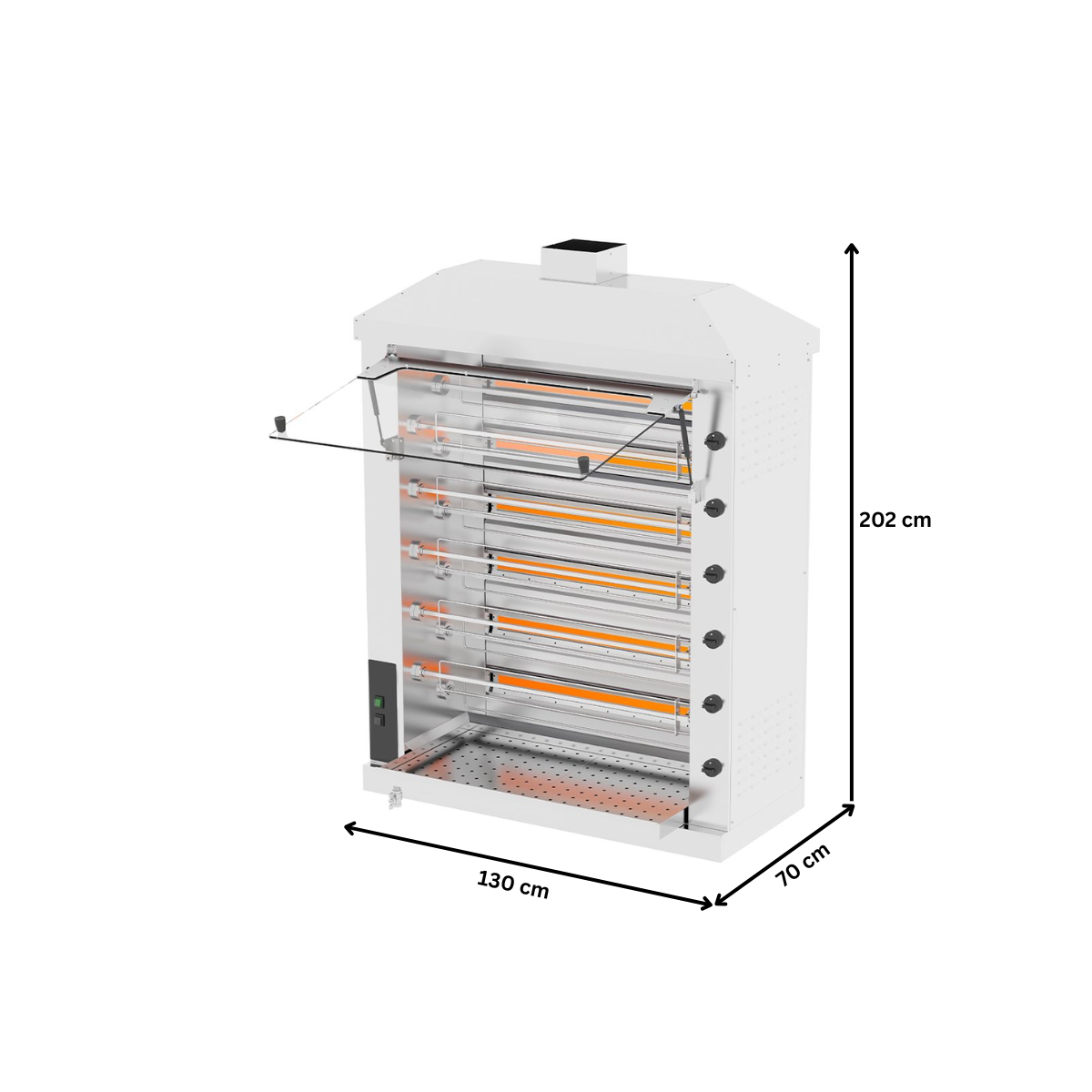 Rotisor profesional pe gaz cu 11 tepuse, 24-30 pui - 5