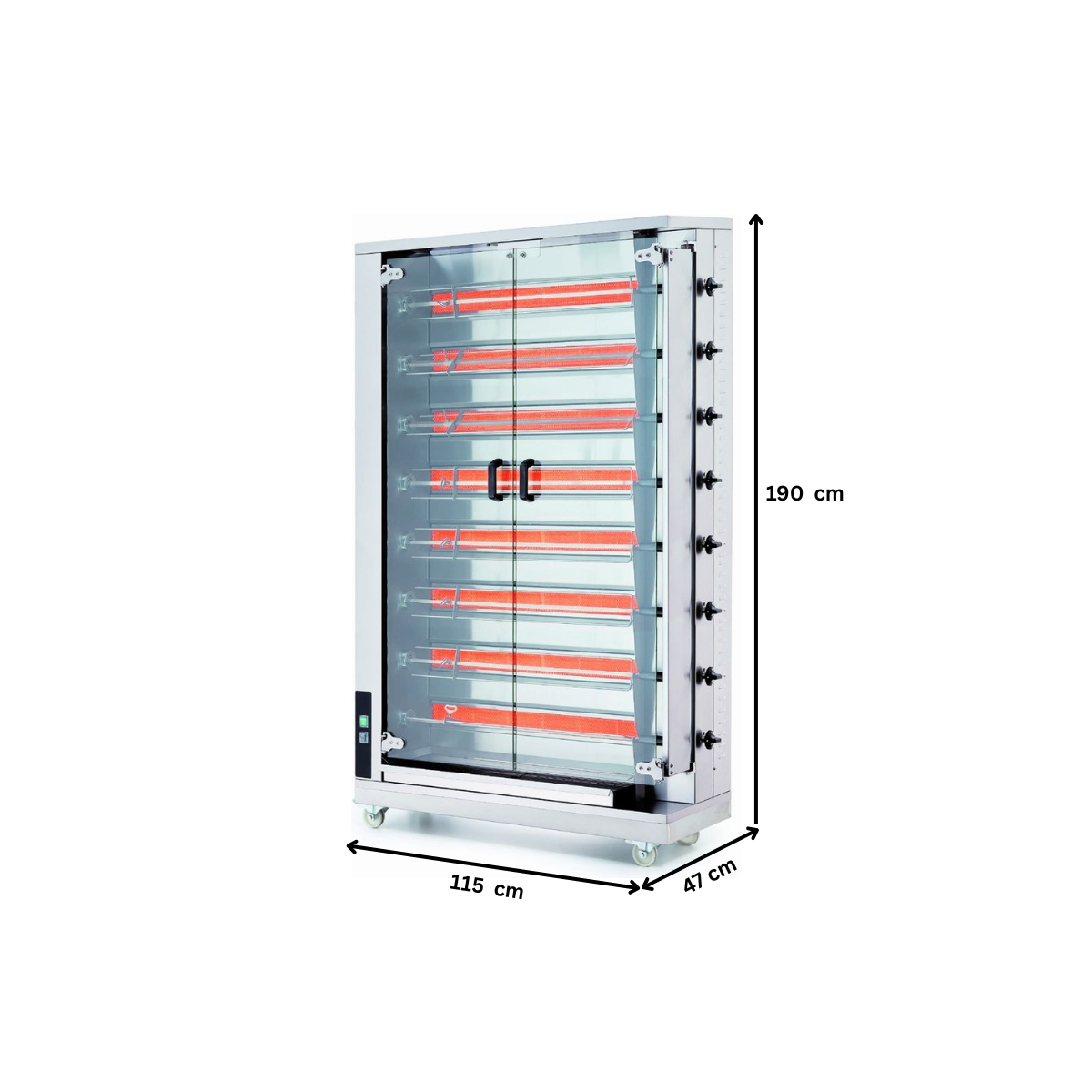 Rotisor profesional pe gaz cu 8 tepuse, 32-40 pui - 5