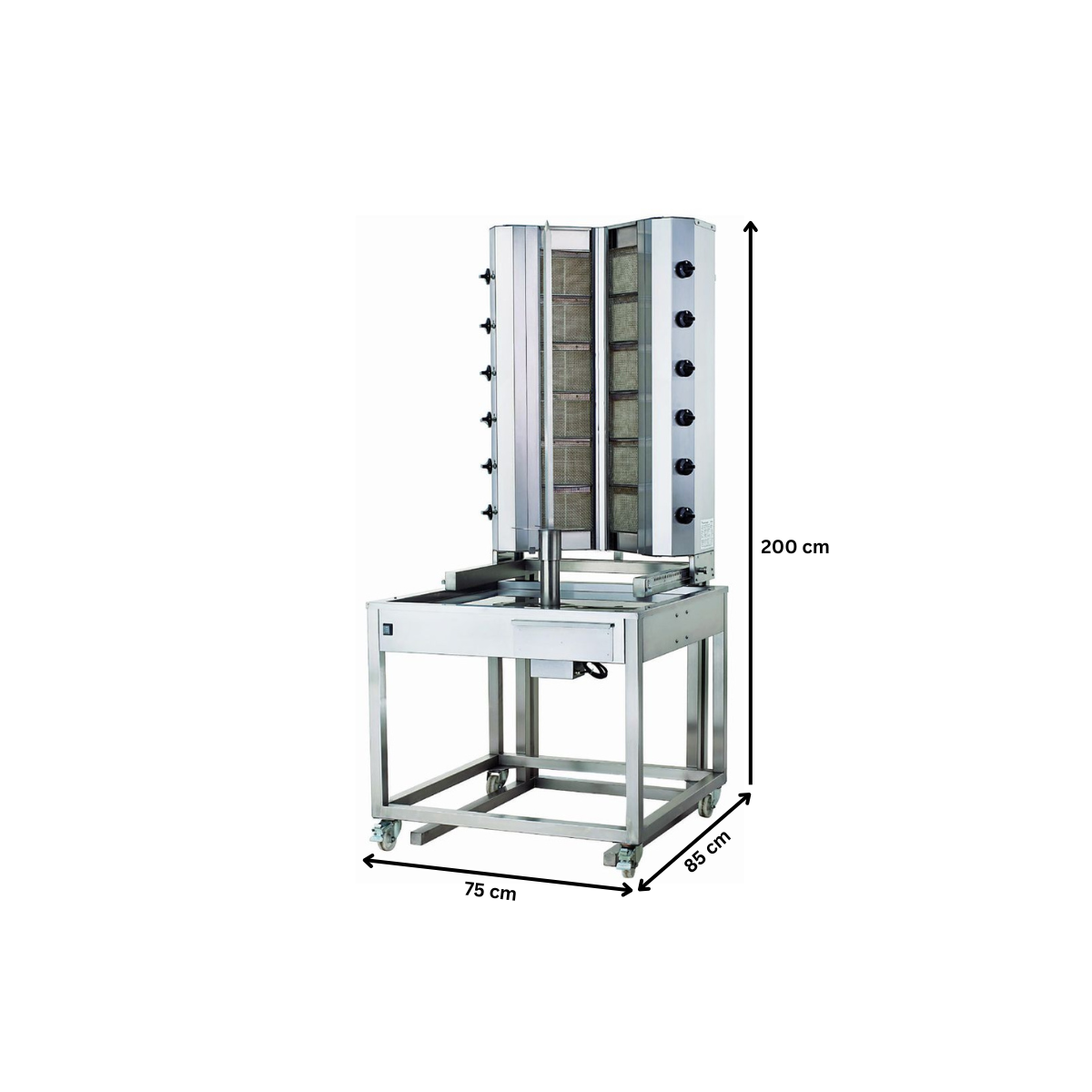 Aparat shaorma kebab pe gaz KALITEGAZ cu 6+6 arzatoare + dulap - 2