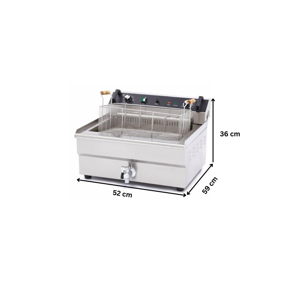 Friteuza electrica cu debuseu, inox, 20 lt, 52*59*36 cm - 5