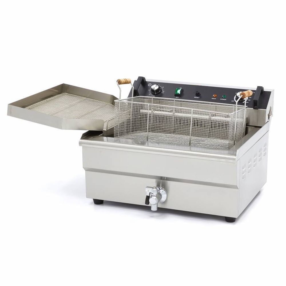 Friteuza electrica profesionala, de banc, cu debuseu, 1 cuva, 20 lt, 4.5 kW, 52*59*36 cm - 1