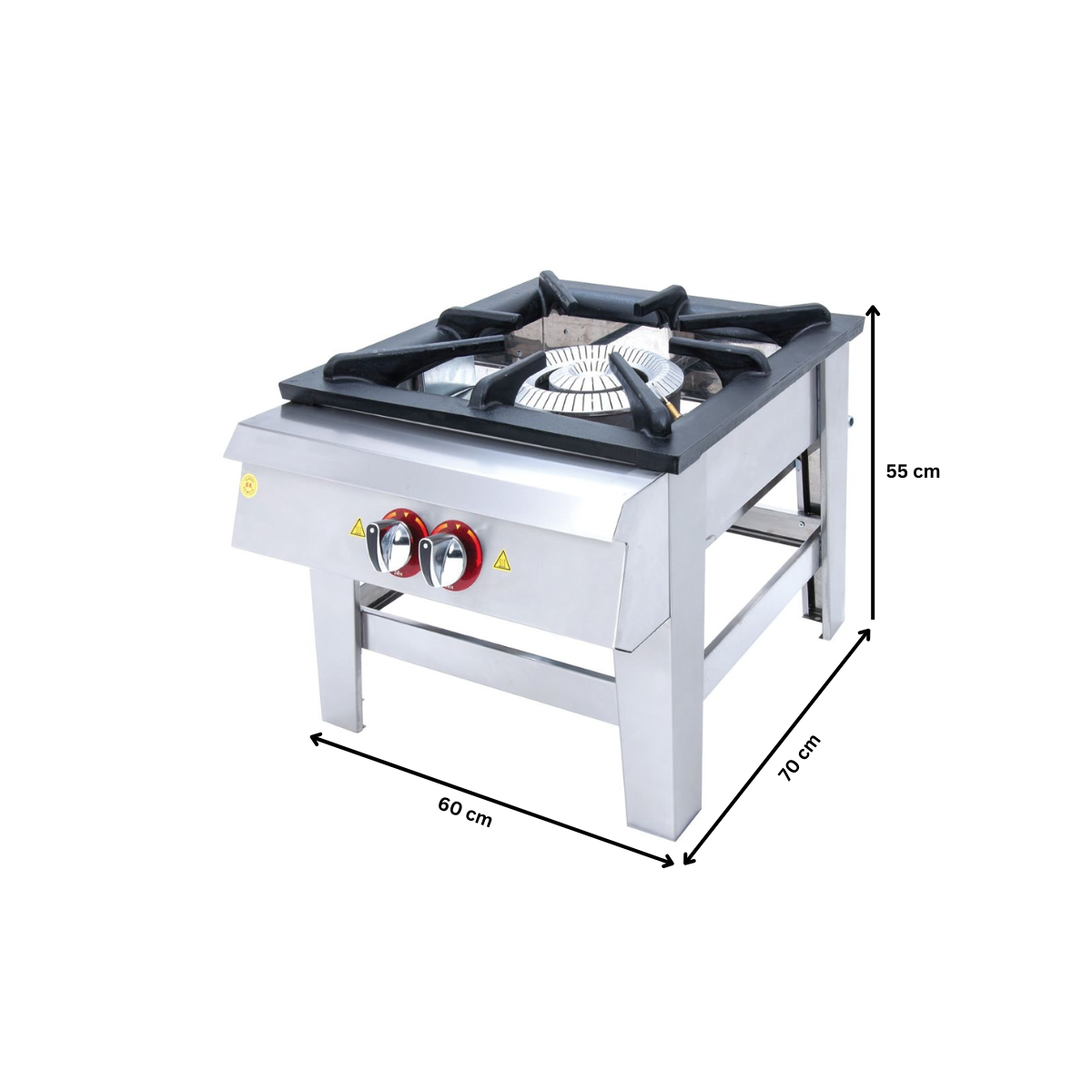 Aragaz de podea profesional, inox, 2 arzatoare centrale 60*60, 17.00 kW, 60*70*55 cm - 1