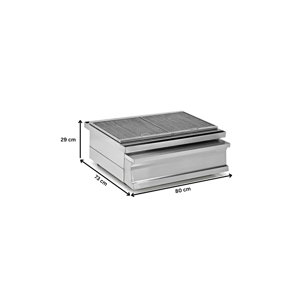 Grill profesional, inox, pe carbuni, 80*73*29 cm - 1