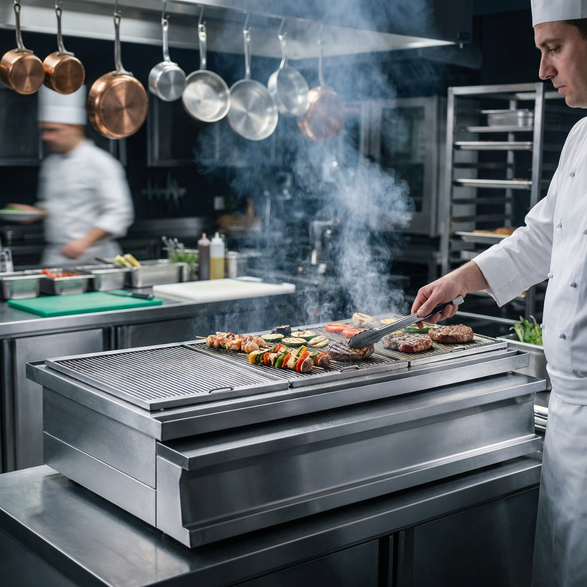 Grill profesional, inox, pe carbuni, 120*73*29 cm - 3