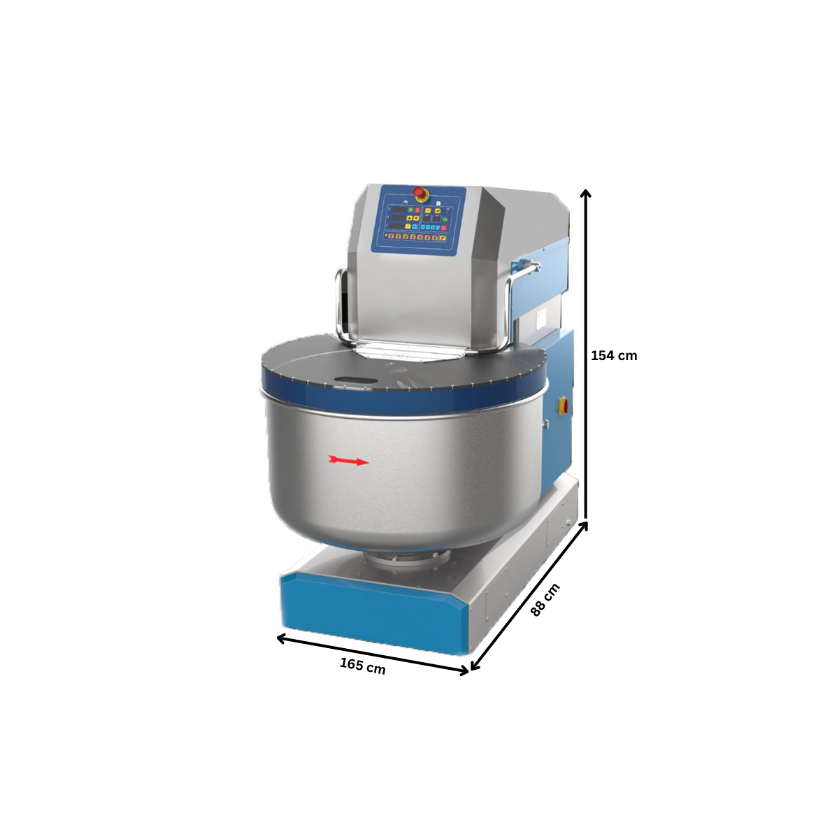 Malaxor Aluat cu Spirala Fixa, 170 kg, Panou Electronic, 2 Viteze 165*88*154 - 1