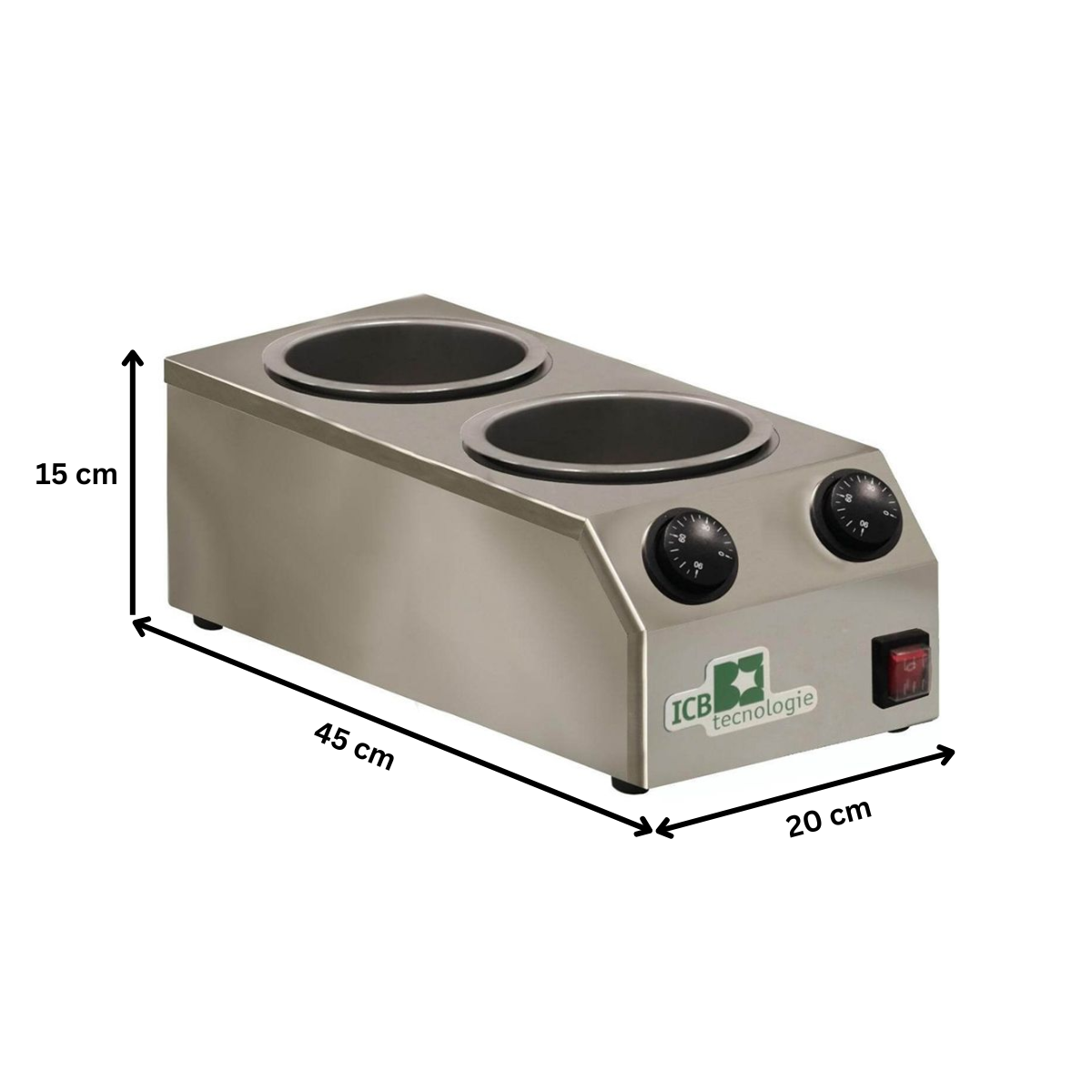 Ciocolatiera pentru inghetata, inox, 2 x 2 lt, 20*45*15 cm - 2