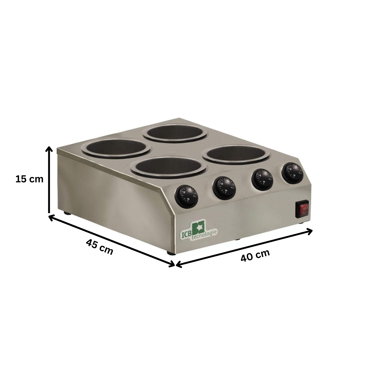 Ciocolatiera pentru inghetata, inox, 4 x 2 lt, 40*45*15 cm - 2