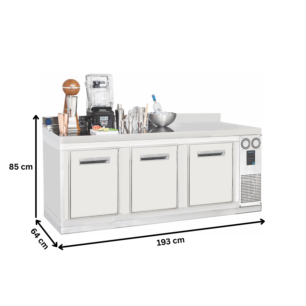 Masa rece FRENOX, profesionala, inox, 3 usi undercounter, 474 lt, 193*64*85 cm - 5