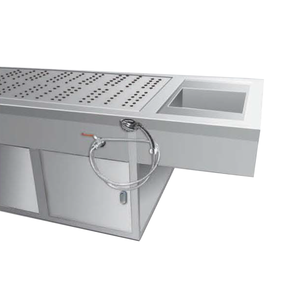 Masa medicala inox, pentru autopsie cu bazin, 100*260*75 cm - 0