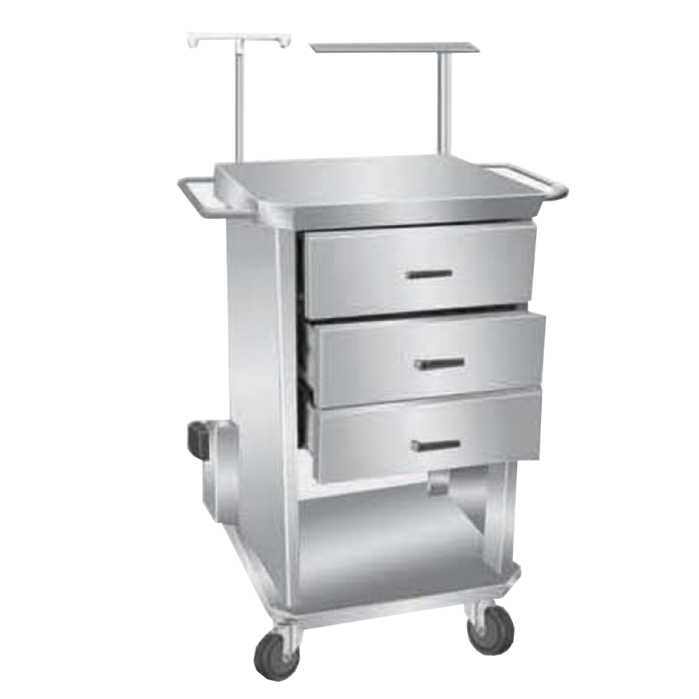 Carucior inox, pentru echipamente medicale - 0