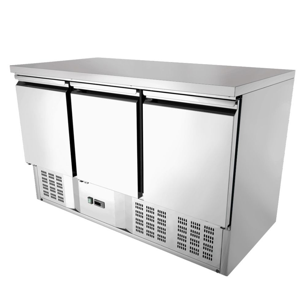 Masa rece, profesionala, inox, 3 usi, 368 lt, 136*70*85 cm - 1