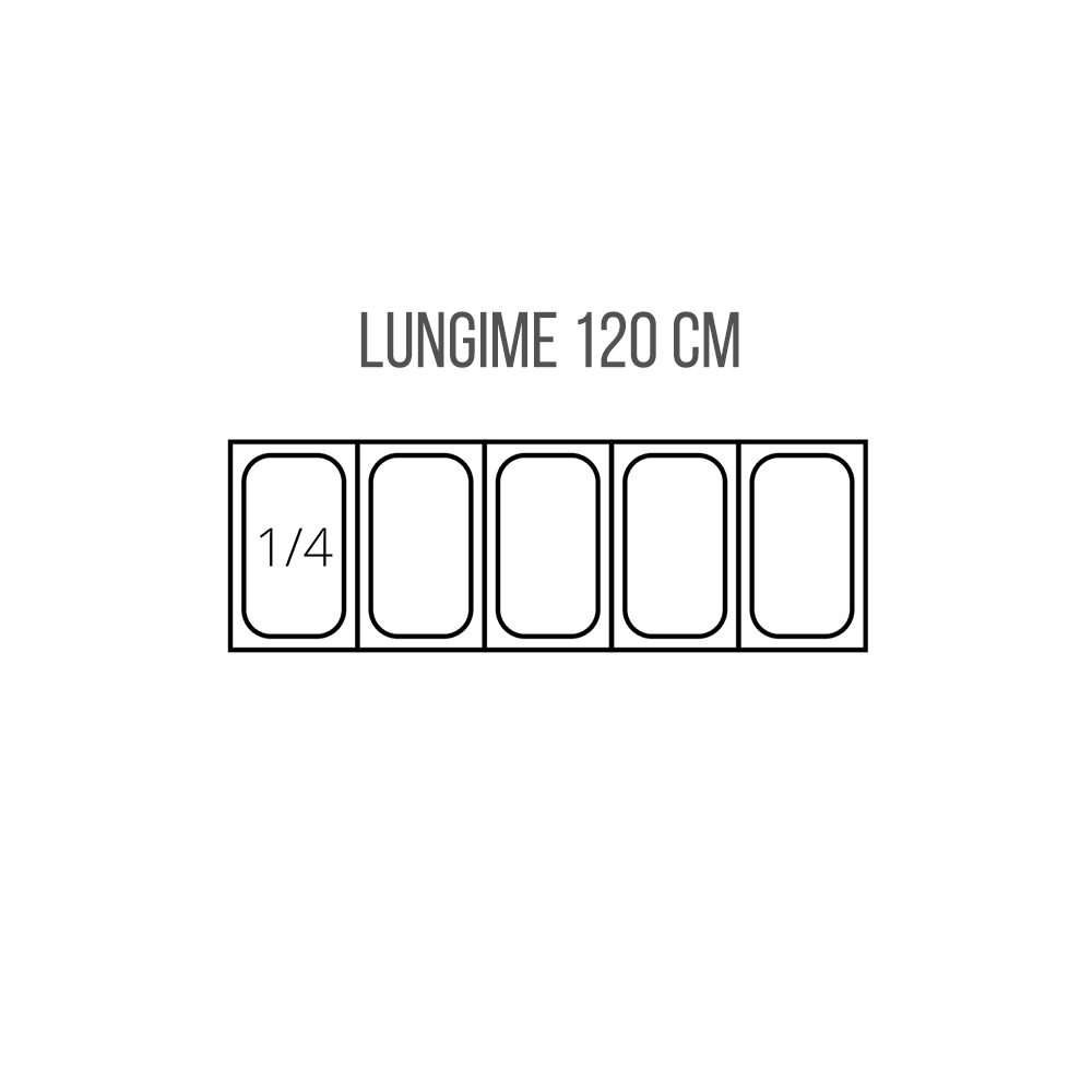 Vitrina ingrediente, inox, 5 cuve GN1/4, 120*33*43 cm - 1