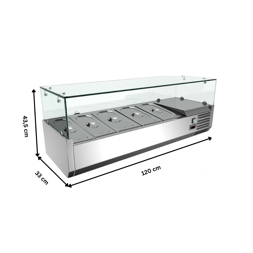 Vitrina ingrediente, inox, 5 cuve GN1/4, 120*33*43 cm - 4