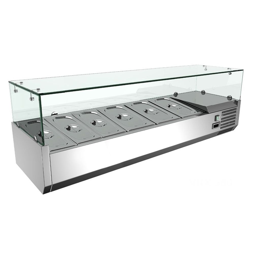 Vitrina ingrediente, inox, 6 cuve GN1/4, 140*33*43 cm - 0
