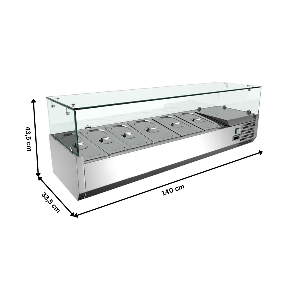 Vitrina ingrediente, inox, 6 cuve GN1/4, 140*33*43 cm - 4