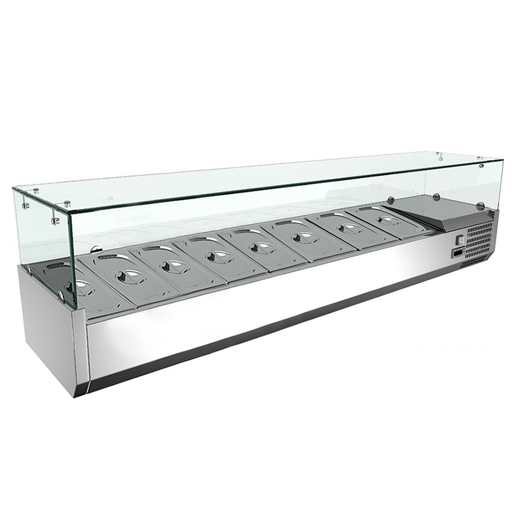 Vitrina ingrediente, inox, 8 cuve GN1/4, 180*33*43 cm - 0