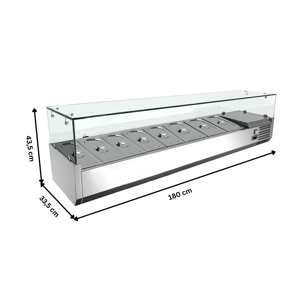 Vitrina ingrediente, inox, 8 cuve GN1/4, 180*33*43 cm - 6