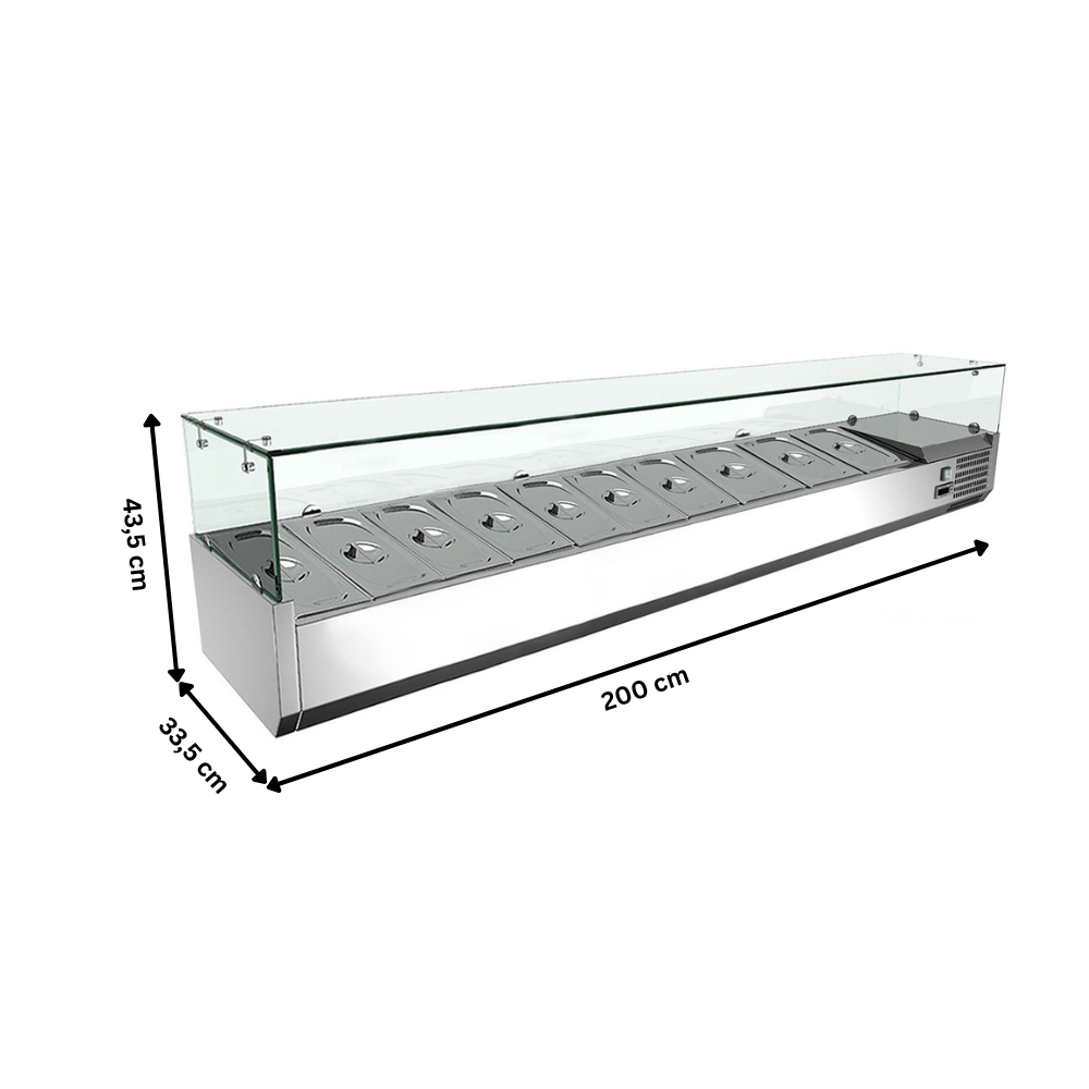 Vitrina ingrediente, inox, 10 cuve GN1/4, 200*33*43 cm - 5