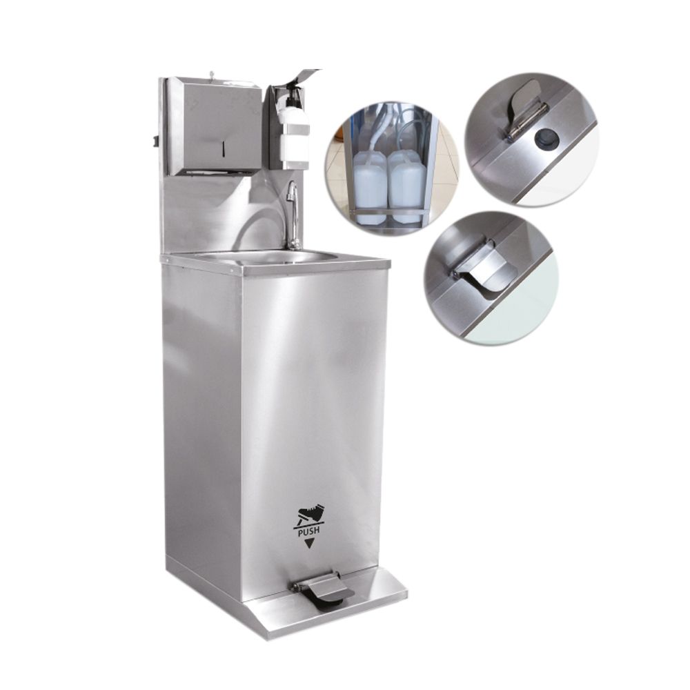 Statie mobila de spalare a mainilor, inox, cu actionare la pedala, 50*65*90 / 140 cm - 2