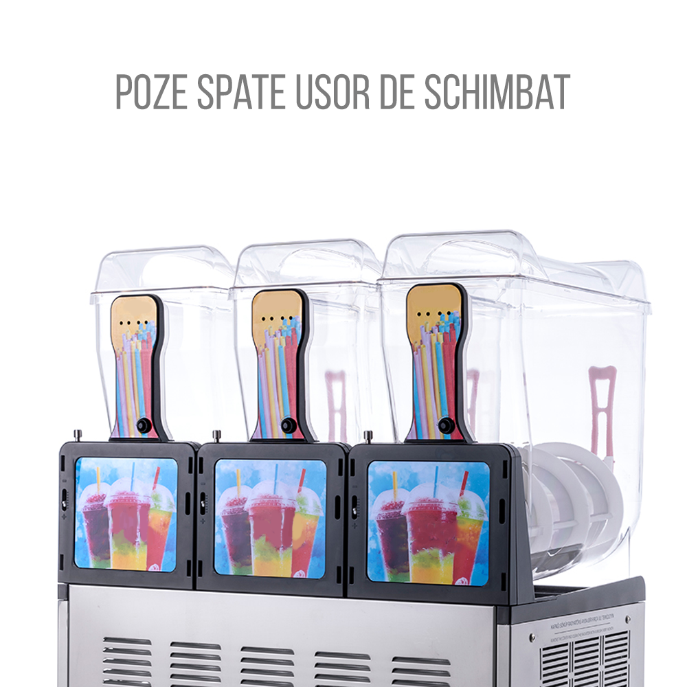 Aparat dozator suc, granita, crema de cafea, crema de cappuccino, serbet, 3 bazine*12 lt cu mixer + panou frontal led - 2