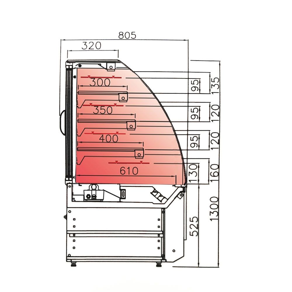 Vitrina calda ventilata - control umiditate Jordao Vista 0.85 m - 11