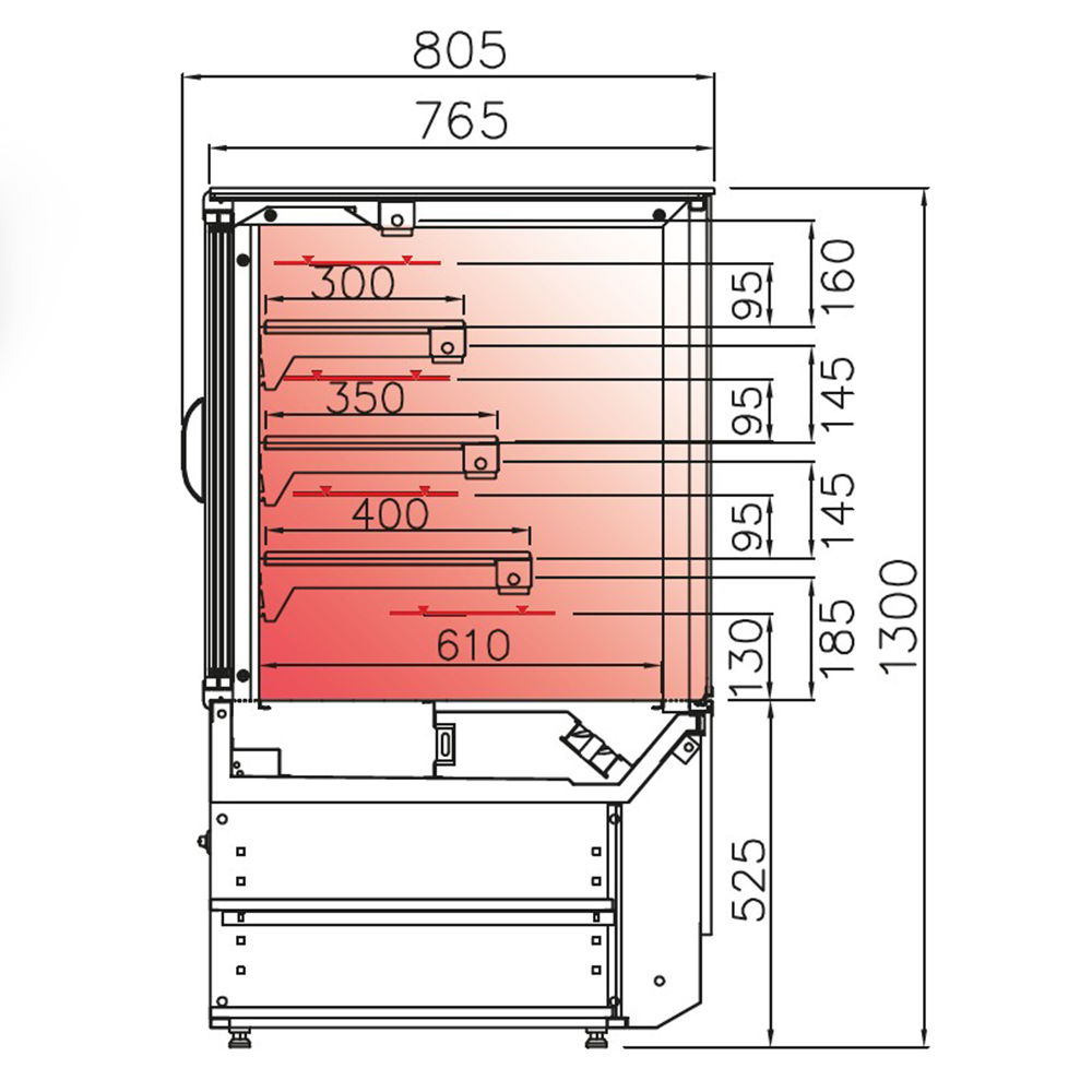 Vitrina calda ventilata Jordao Vista 0.85 m - 2
