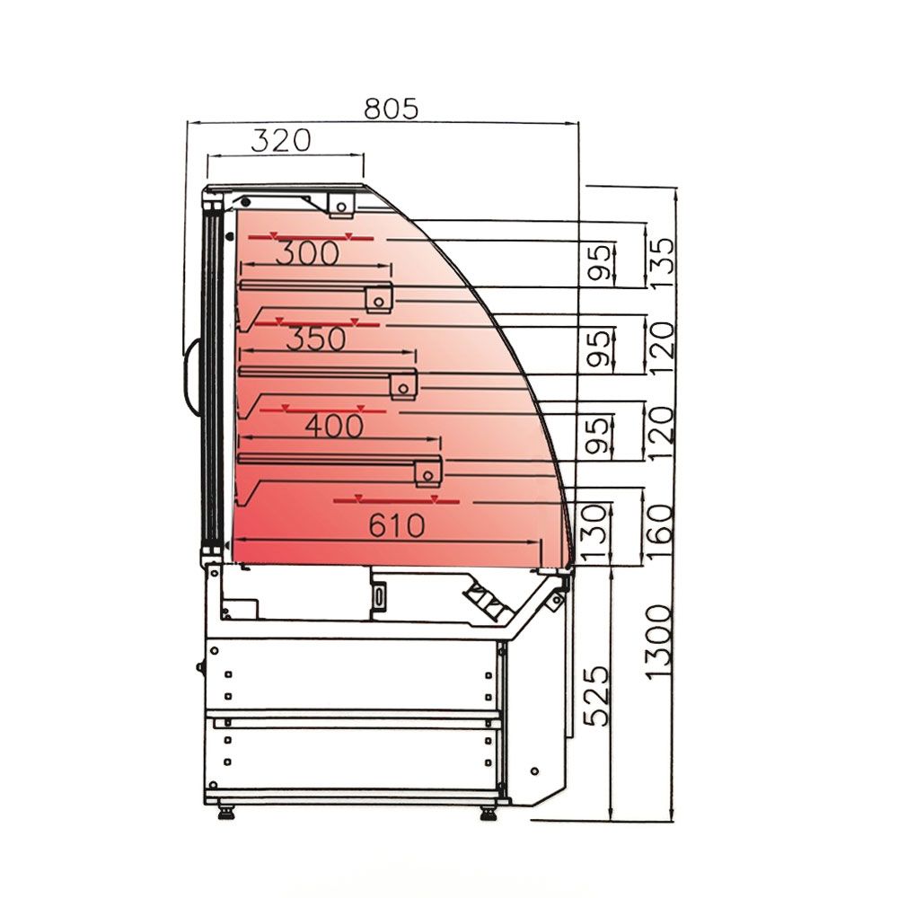 Vitrina calda ventilata Jordao Vista 0.85 m - 11