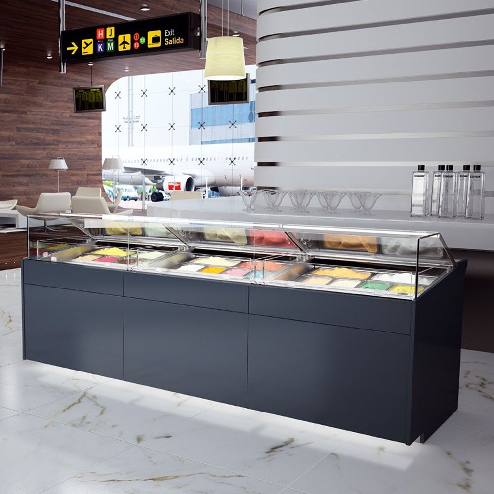 Vitrina frigorifica Jordao, cu racire pe blat, pentru prajituri, geam drept, statica, 1.25 m Kubo - 7