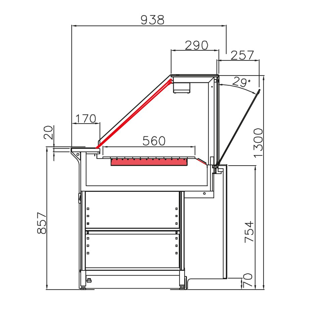 Vitrina calda cu incalzire pe blat Jordao Kubo 0.85 m - 6