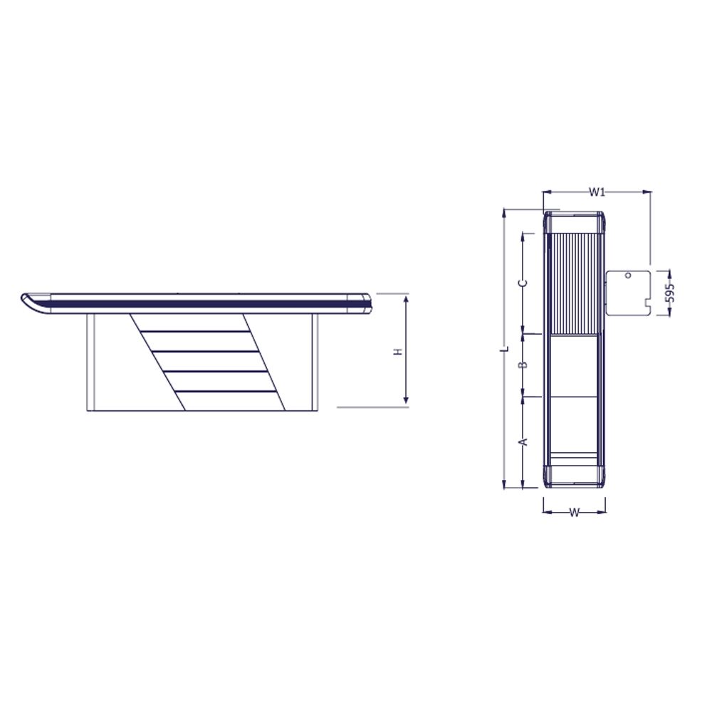 Masa tandem pentru casa de marcat 2,7 m, cu banda si rama din aluminiu - 1