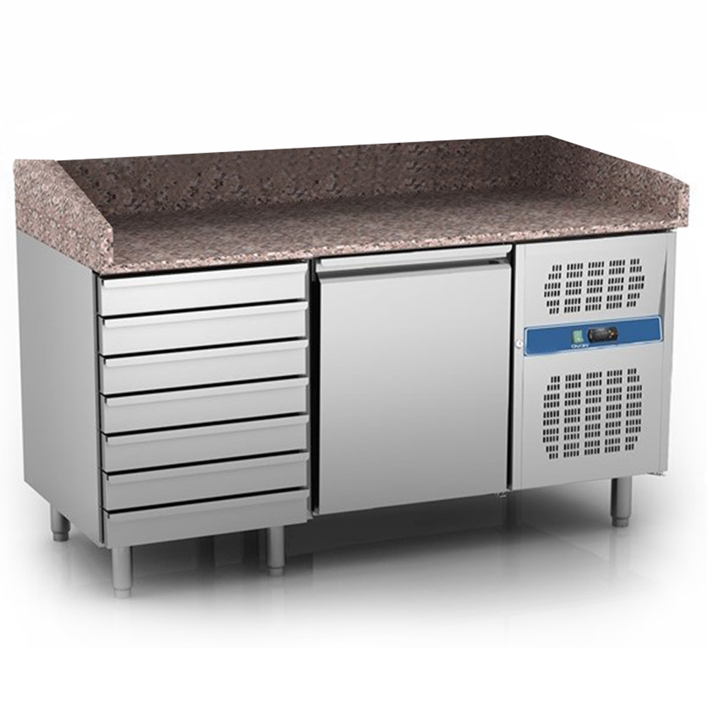 Masa rece preparare pizza, profesionala, inox, 1 usa si 6 sertare, 390 lt, 151*80*100 cm - 8