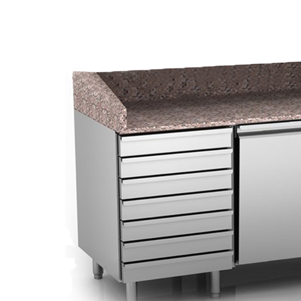 Masa rece preparare pizza, profesionala, inox, 1 usa si 6 sertare, 390 lt, 151*80*100 cm - 9