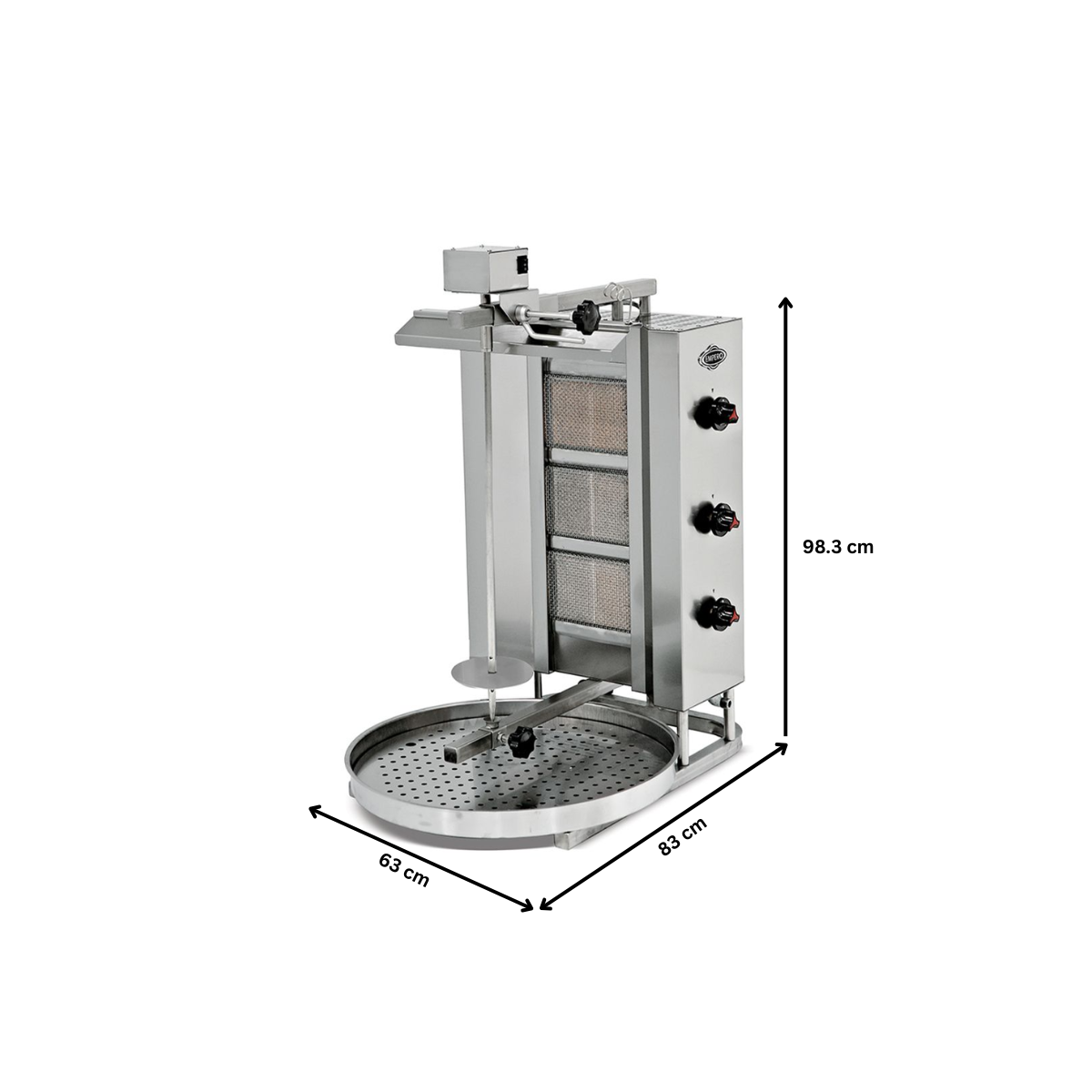 Aparat shaorma kebab pe gaz cu 3 arzatoare - 1
