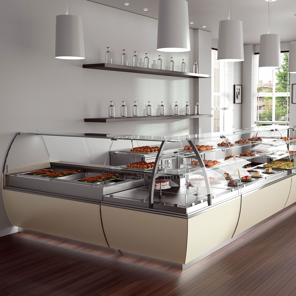 Vitrina calda Jordao bain marie 1.3 m Twist - 0