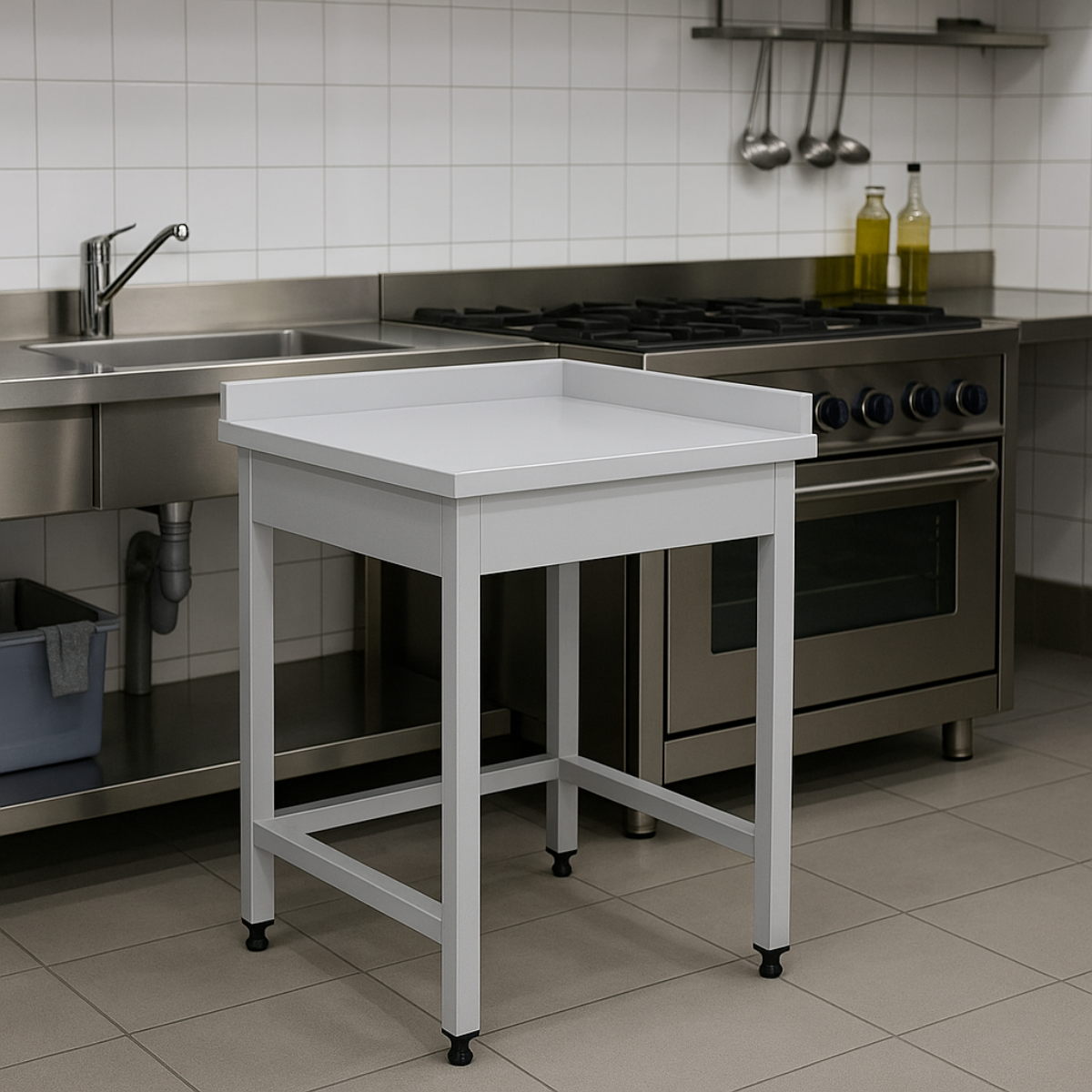 Masa de lucru inox coltar rebord dreapta 70*70*85 - 4