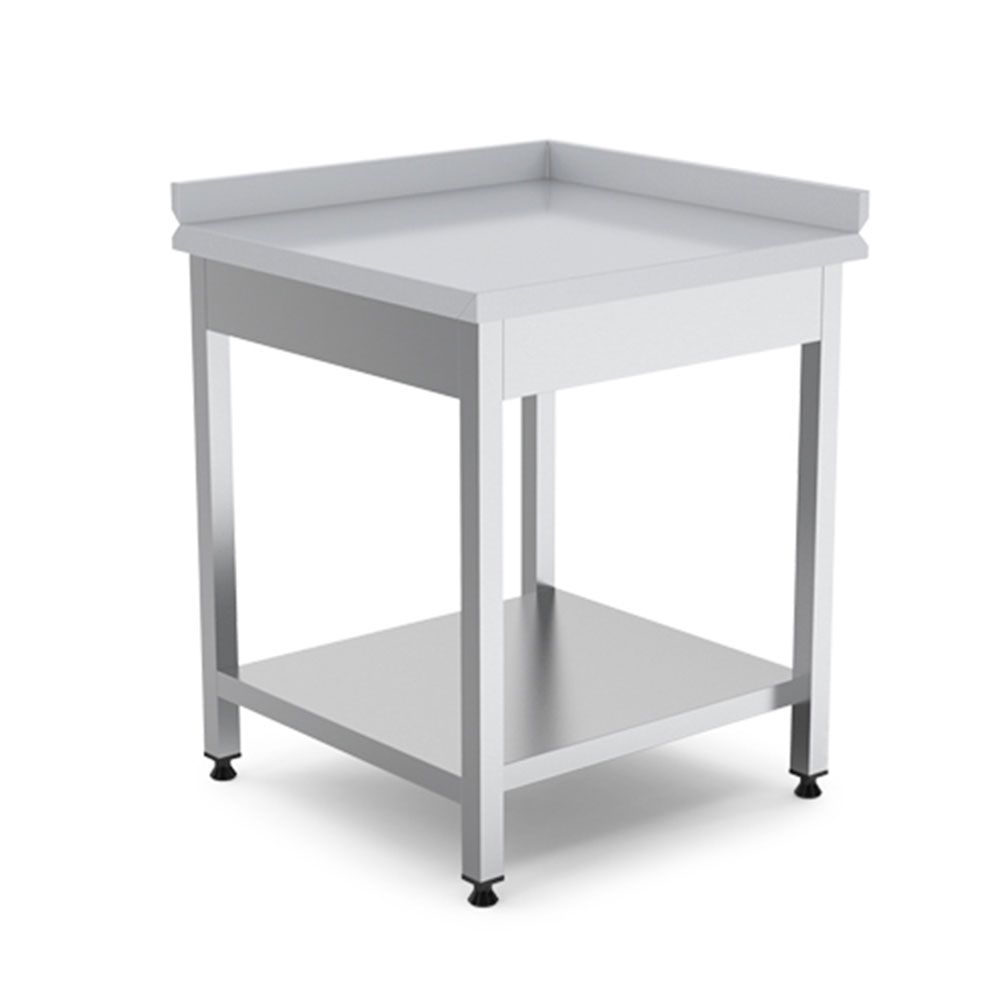Masa de lucru inox coltar rebord stanga cu polita inferioara 60*60*85 - 1