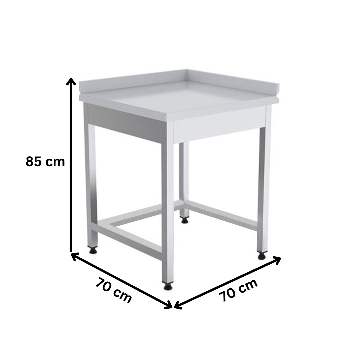 Masa de lucru inox coltar rebord dreapta cu polita inferioara 70*70*85 - 1