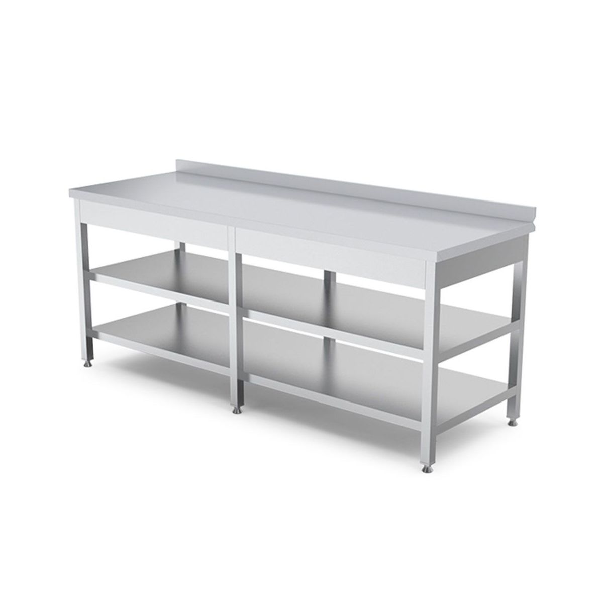 Masa de lucru inox cu polita intermediara si inferioara 240*70*85 - 2