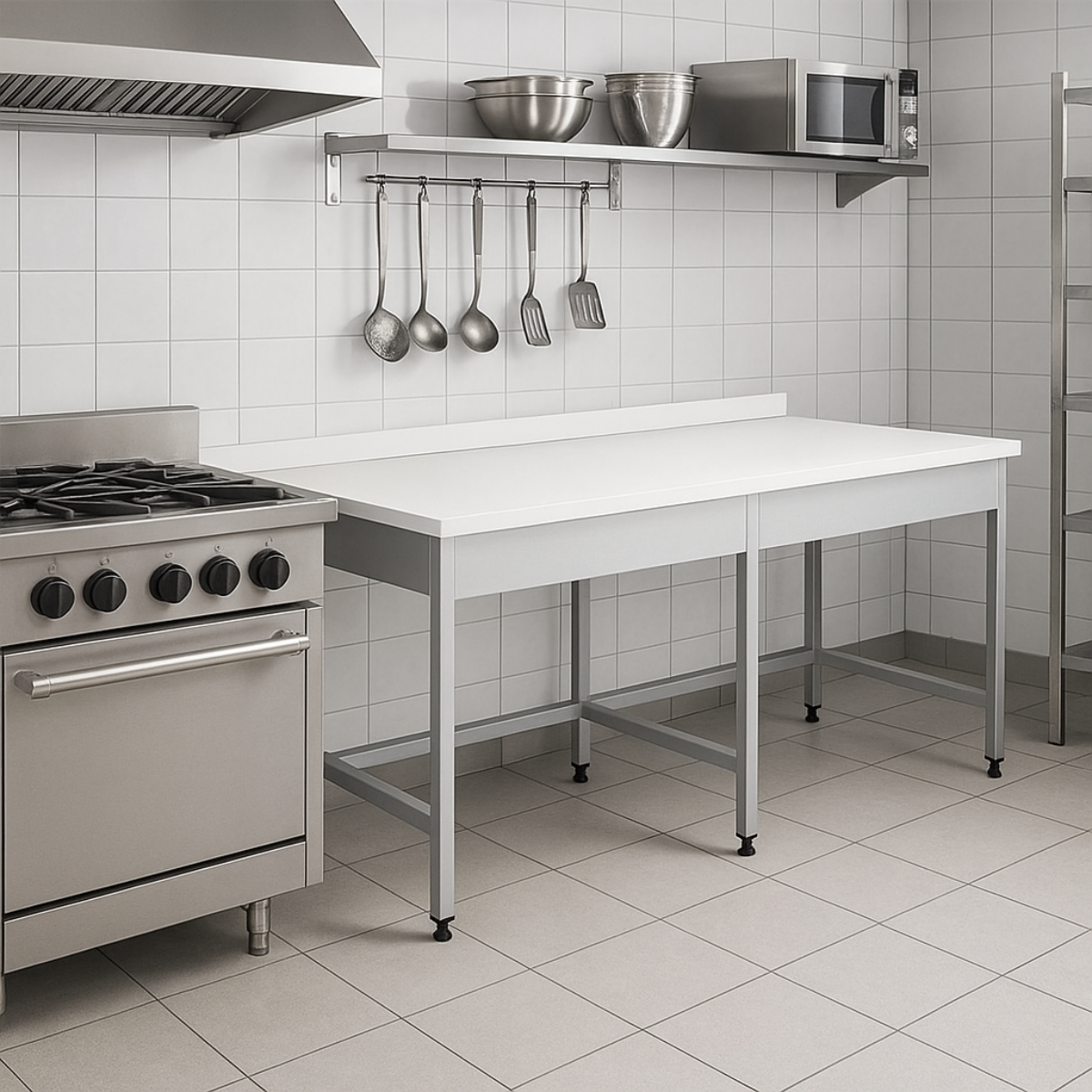 Masa de lucru inox cu blat din polietilena 220*60*85 - 4