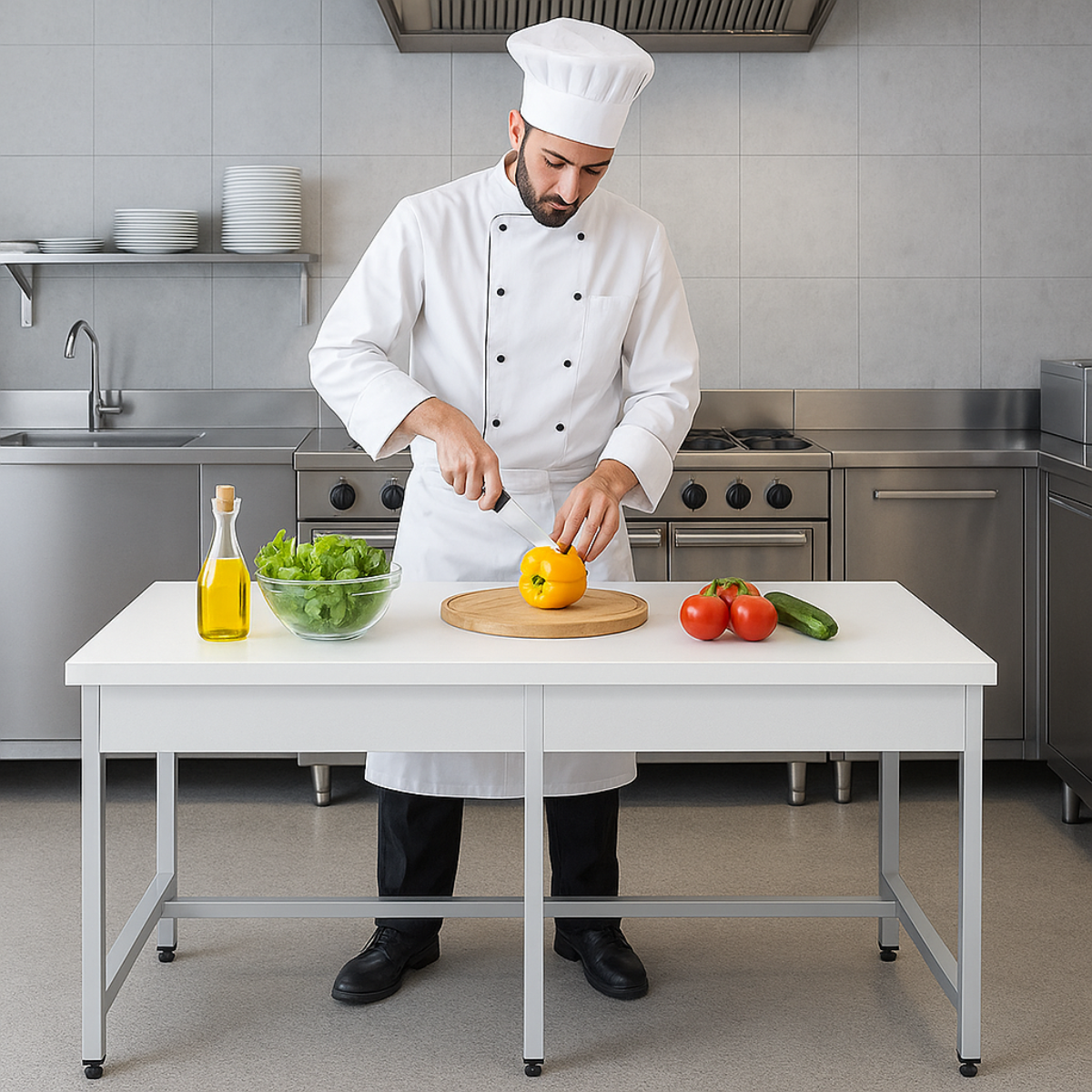 Masa de lucru inox cu blat din polietilena 240*70*85 - 5