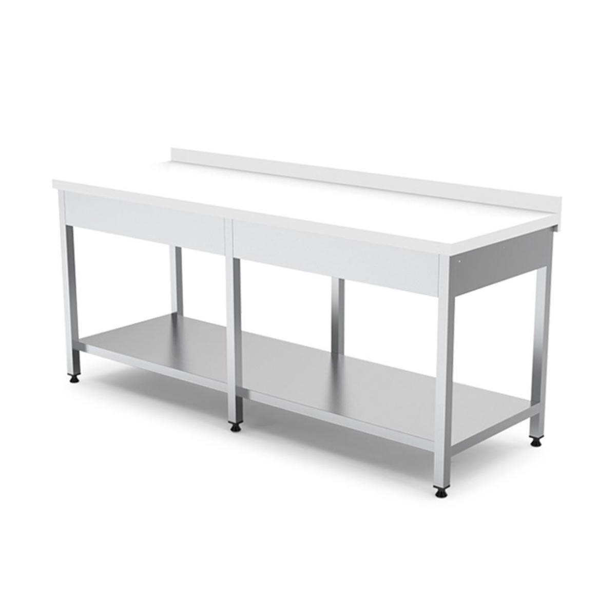 Masa de lucru inox cu blat din polietilena si polita inferioara 220*60*85 - 2